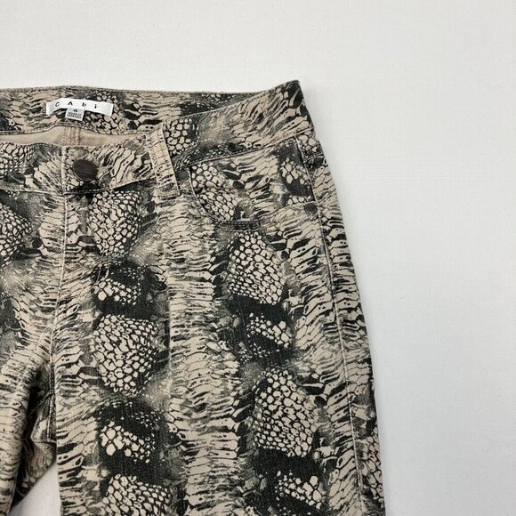 Cabi Diamondback Snake Print Slim Jeans Womens Size 4 Beige/Gray Stretch - Picture 3 of 9